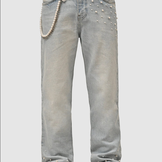 denim straight-leg pants jeans