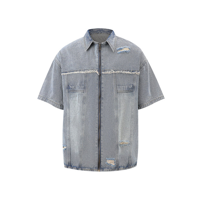 Vintage ripped denim zippers and jeans casual suits