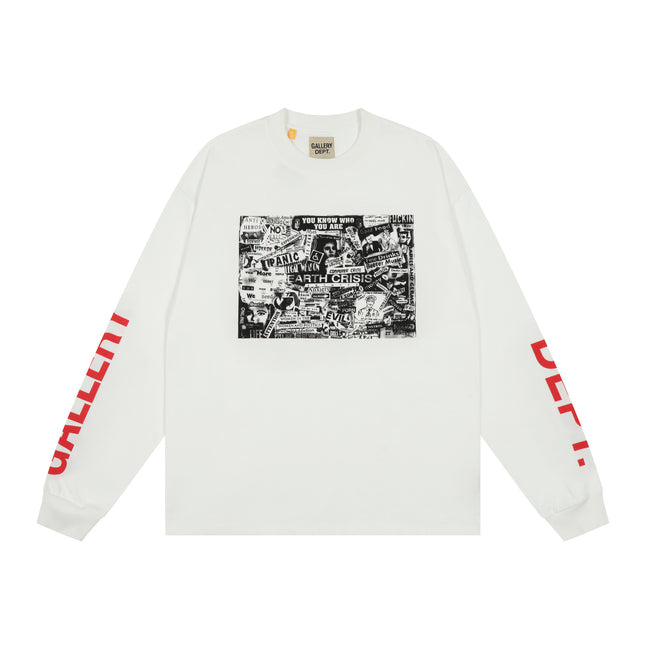 GALLERY DEPT Cotton Loose Long Sleeve Letter Tee