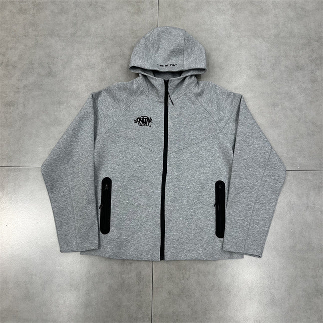 Syna Drill Contrast Stitch Hooded Cardigan Set