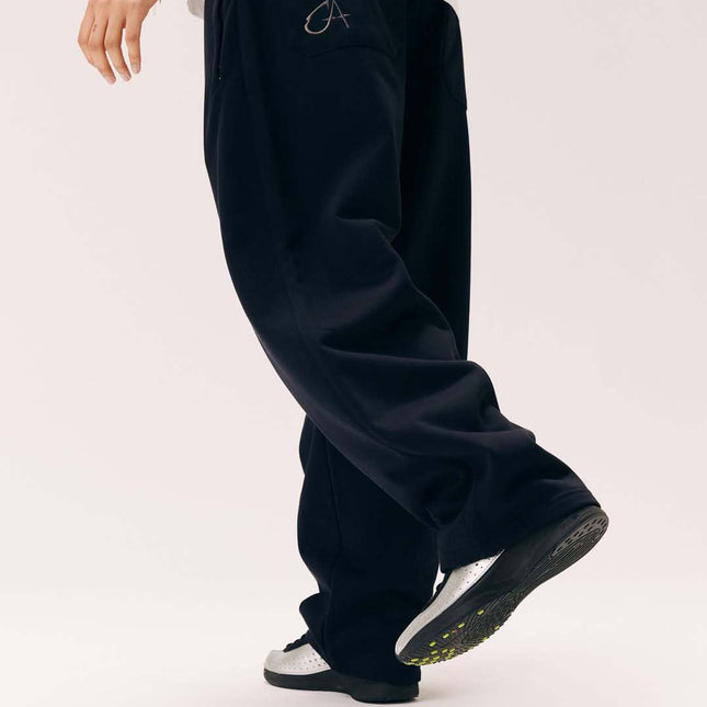 Double Waist Embroidery Folding Sweatpants for Couples
