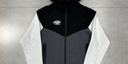 Syna Drill Contrast Stitch Hooded Cardigan Set