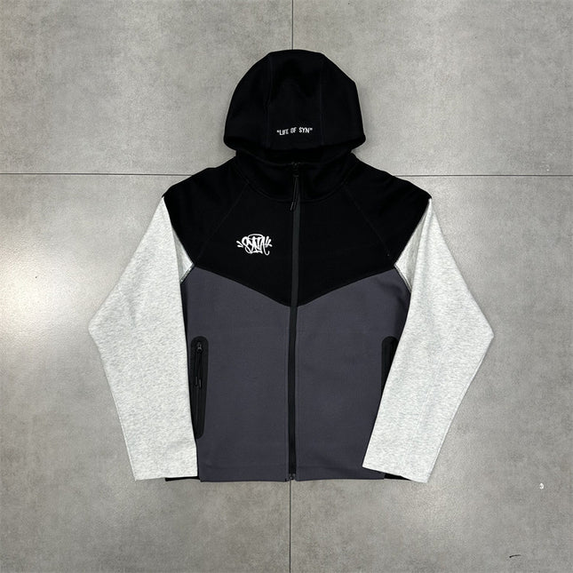 Syna Drill Contrast Stitch Hooded Cardigan Set