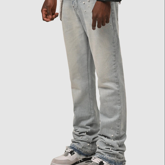 denim straight-leg pants jeans