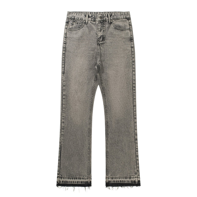 RDT Menswear| American Smoke Grey Tassel 507 Retro Cement Grey Trousers Cleanfit Jeans