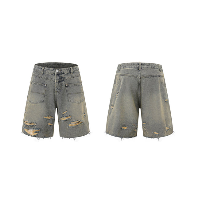 Vintage ripped denim zippers and jeans casual suits