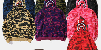 Bathing Ape bape shark fleece zipper hoodie