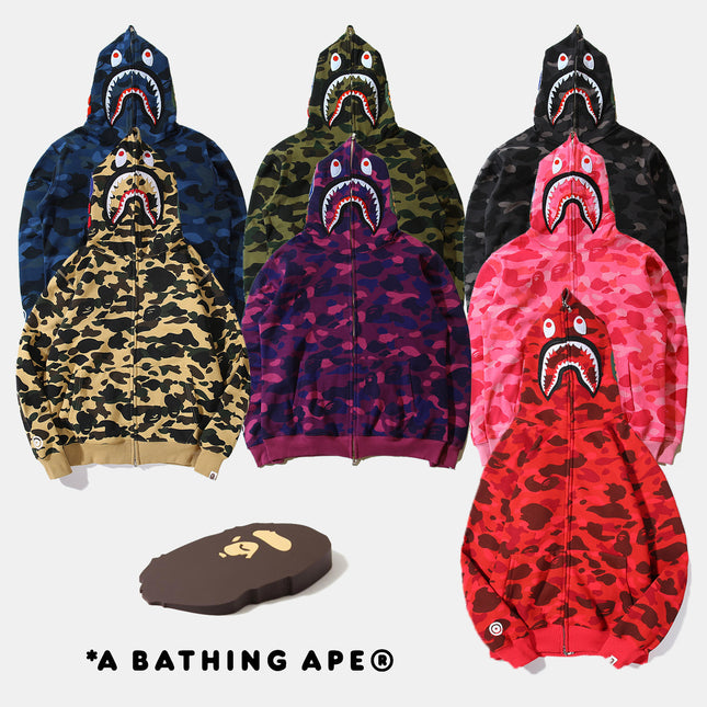 Bathing Ape bape shark fleece zipper hoodie