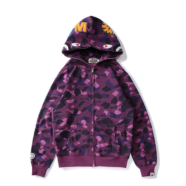 Bathing Ape bape shark fleece zipper hoodie
