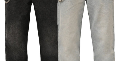 denim straight-leg pants jeans