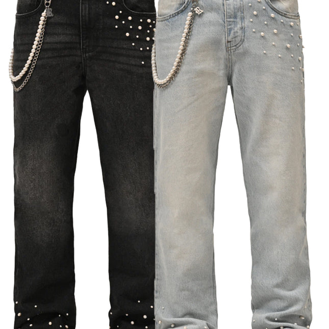 denim straight-leg pants jeans