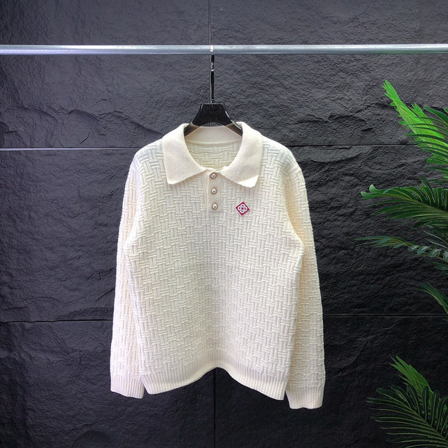Unisex Polo Collar Knit Sweater - Autumn/Winter Trend