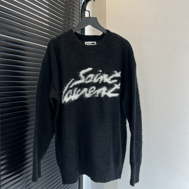 Unisex Mohair Black Knit Sweater