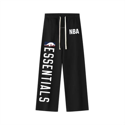 Trendy brand new cross-border new Es co-branded side logo print series high street casual straight-leg pants