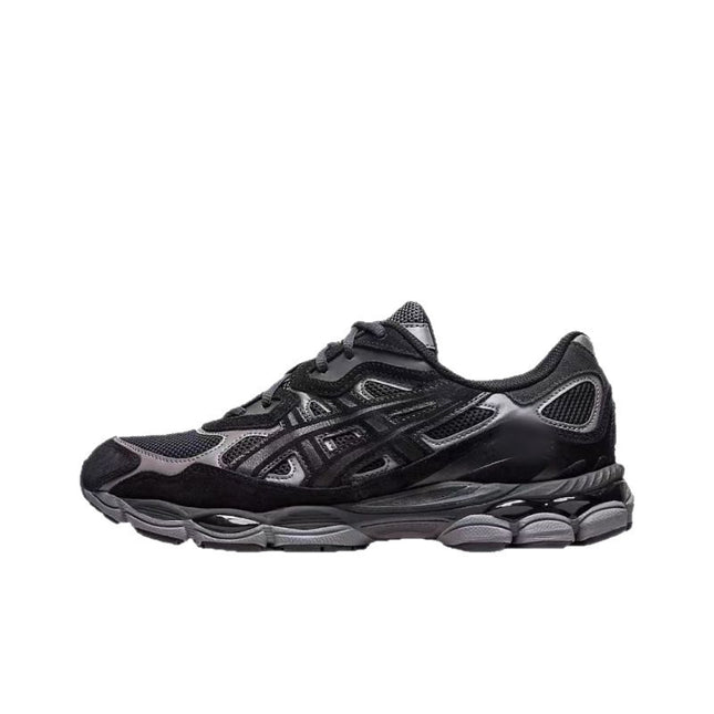 Black and white athletic shoe on a white background