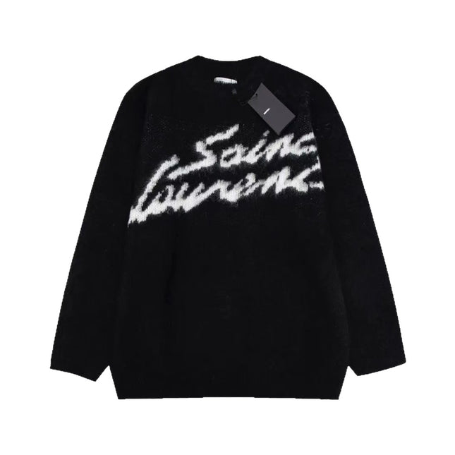 Unisex Mohair Black Knit Sweater
