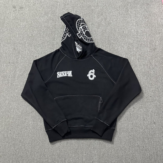 6PM Drill American Street Hip Hop Velvet Pullover Hooded Sweatshirt Long Sweatpants Men's Trendy Tracksuit Jacket