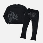 Black crew neck sweatshirt set SET