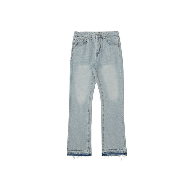 RDT Menswear| American Smoke Grey Tassel 507 Retro Cement Grey Trousers Cleanfit Jeans