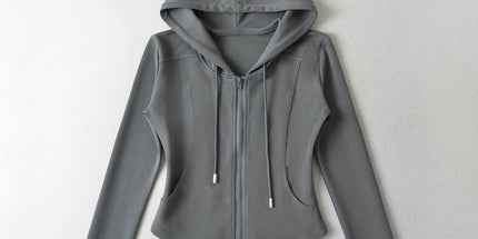 Fashion spelling waist slimming zipper hooded sweatshirt flared pants women