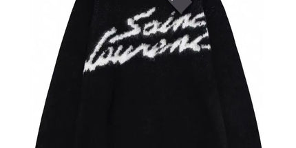 Unisex Mohair Black Knit Sweater
