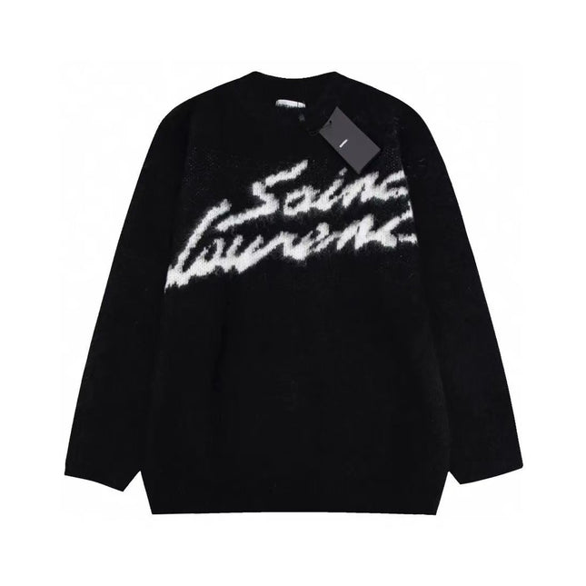 Unisex Mohair Black Knit Sweater