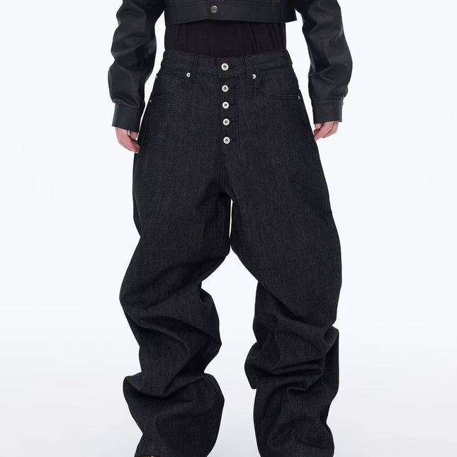 Retro jeans men's street casual wide-leg pants
