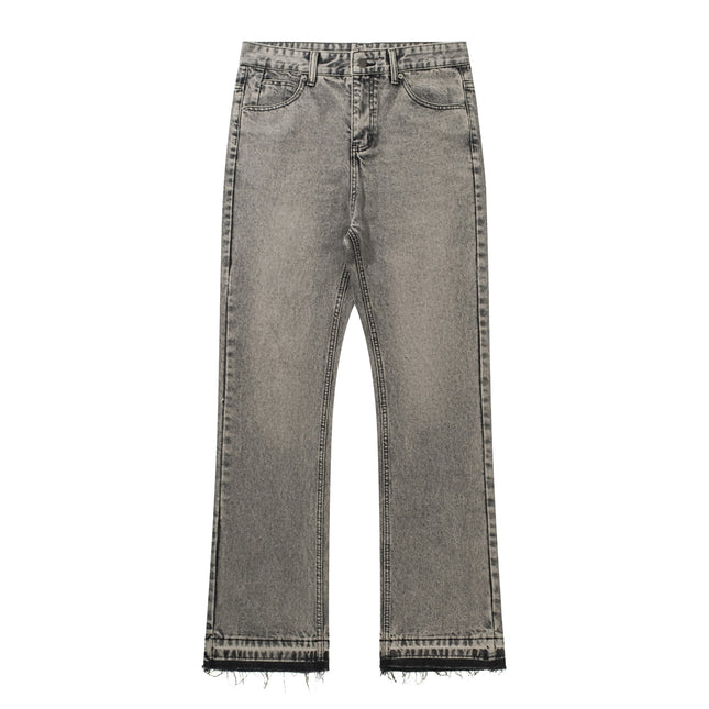 RDT Menswear| American Smoke Grey Tassel 507 Retro Cement Grey Trousers Cleanfit Jeans