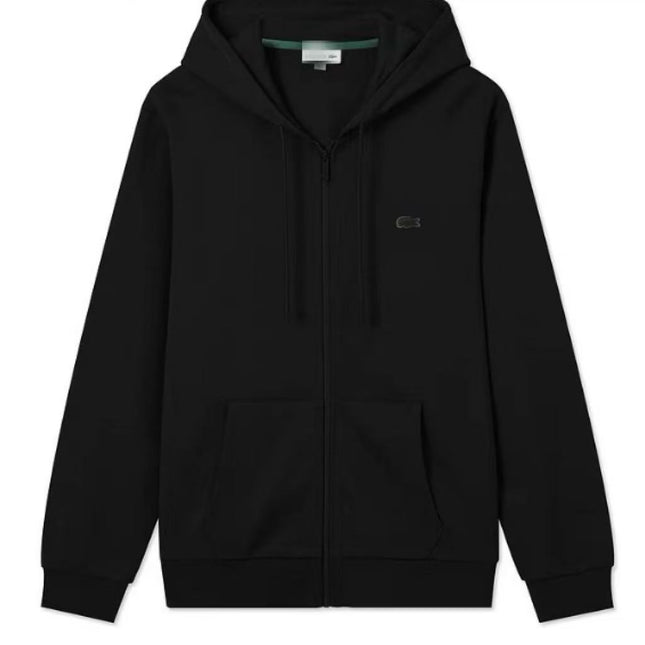 Red mouth embroidered hooded zip sweatshirt men's casual jacket
