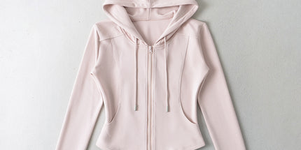 Fashion spelling waist slimming zipper hooded sweatshirt flared pants women