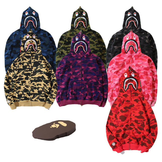 Bathing Ape bape shark fleece zipper hoodie
