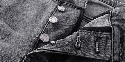 Ink-Splashed Ripped Slim Men's Denim Pants