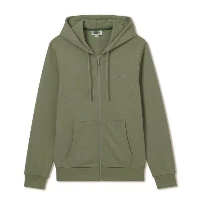 Red mouth embroidered hooded zip sweatshirt men's casual jacket