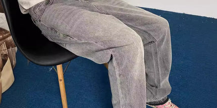 RDT Menswear| American Smoke Grey Tassel 507 Retro Cement Grey Trousers Cleanfit Jeans