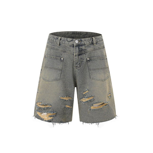 Vintage ripped denim zippers and jeans casual suits