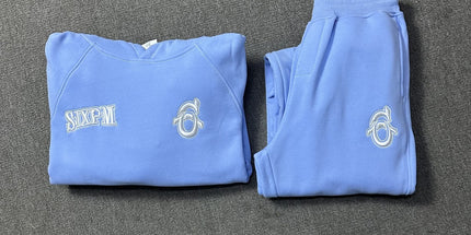 6PM Drill American Street Hip Hop Velvet Pullover Hooded Sweatshirt Long Sweatpants Men's Trendy Tracksuit Jacket