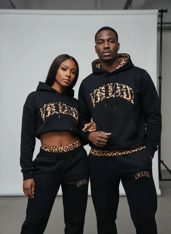 Y2K Leopard Print Hoodie Set Men's Mldrip