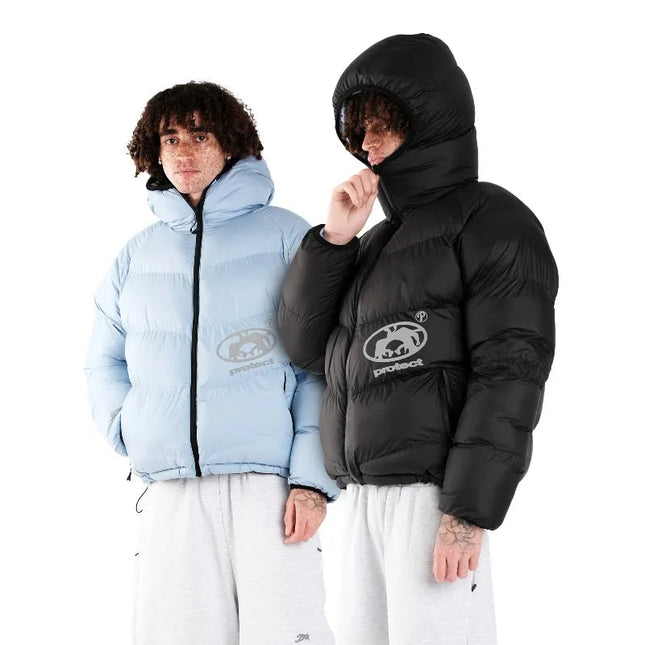Y2K PROTECT Down Jacket – Reversible Hooded Couples Puffer Streetwear Unisex Mldrip