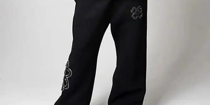 Embroidered Zip Hoodie & Pants Set Men Streetwear 2-Piece Tracksuit Black trousers Mldrip