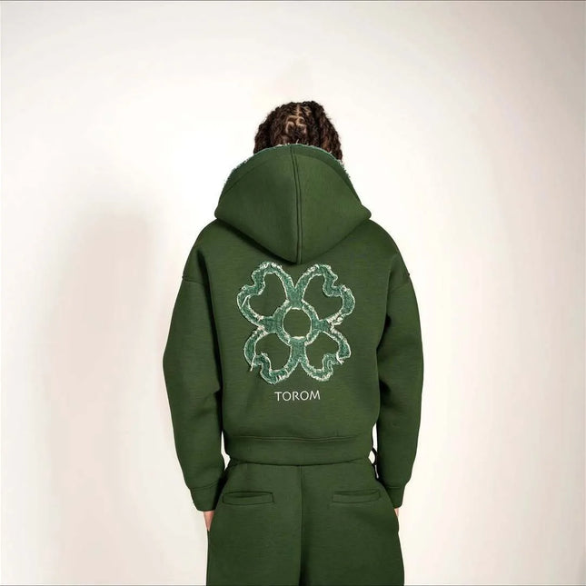 Embroidered Zip Hoodie & Pants Set Men Streetwear 2-Piece Tracksuit