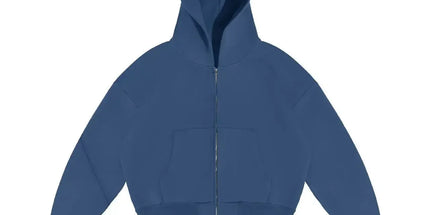 Y2K Retro Streetwear Hoodie Set Blue zipper hoodie Mldrip