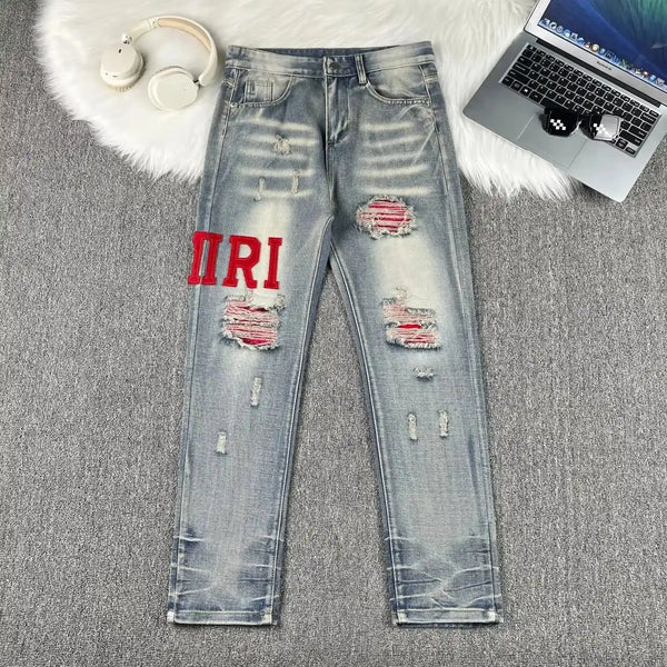 Y2K Patchwork Jeans Men's Slim Fit Mldrip