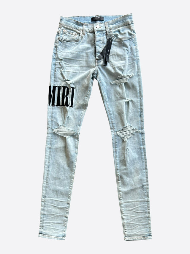 AMIRI Core Appliqué Jeans – Light Indigo / Black