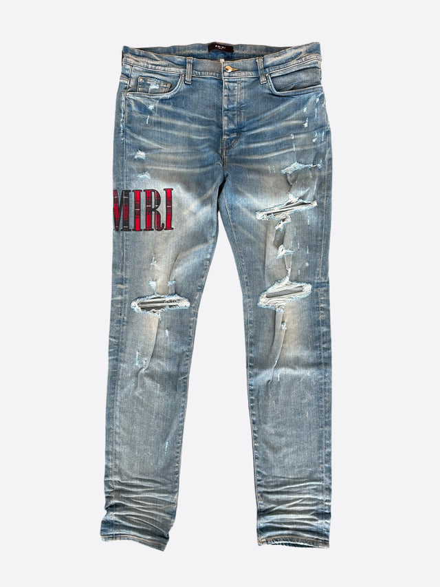 AMIRI Core Appliqué Jeans – Clay Indigo / Red Flannel
