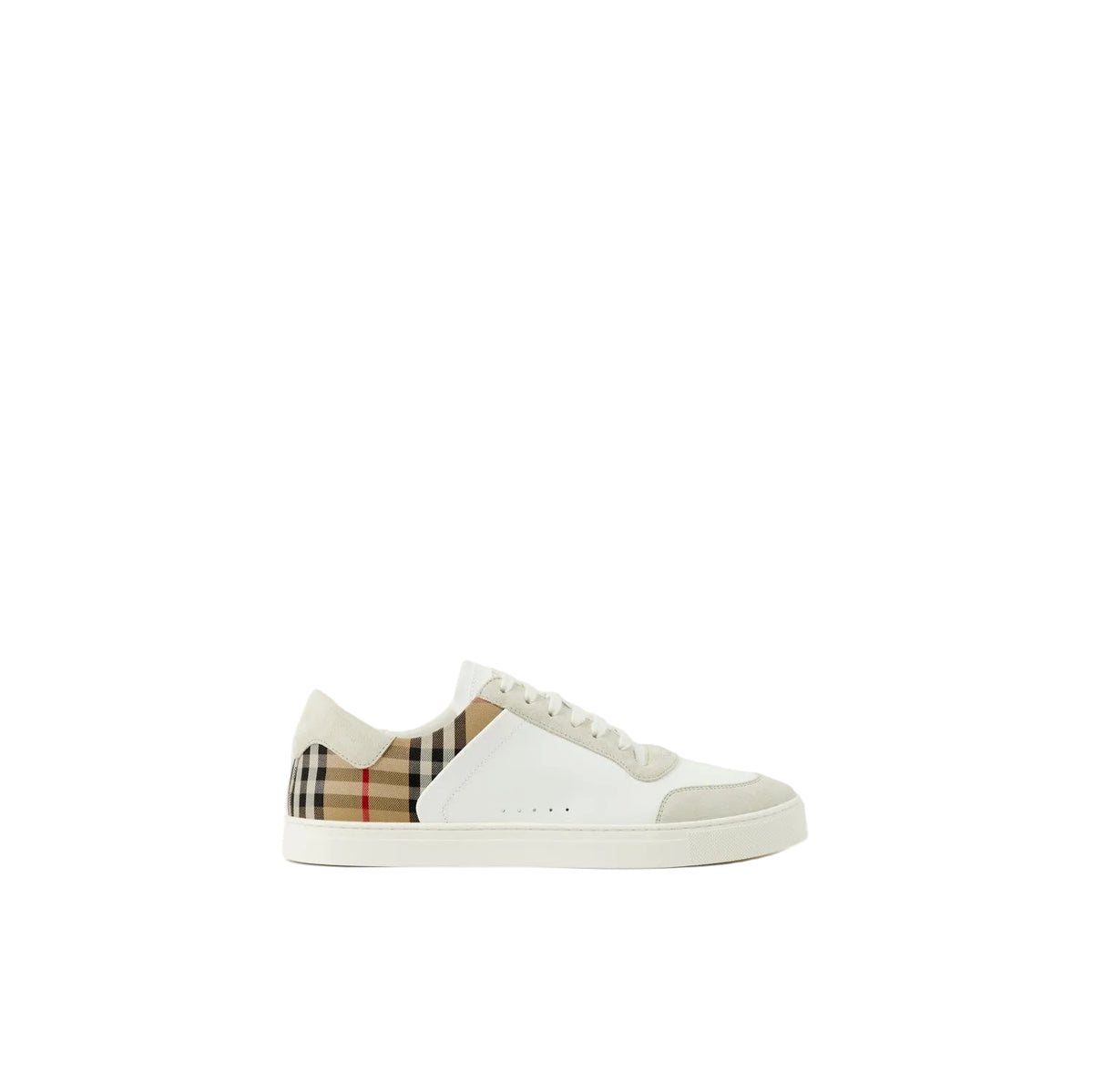 Natural white and vintage beige Burberry check sneakers