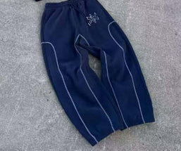 Star Print Zippered Hooded Sweatshirt KTT01 Navy Blue Pants XXXL Mldrip