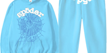 Printed Couple Hoodie and Sweatpants Set 3 Sky Blue M Mldrip