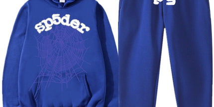 Printed Couple Hoodie and Sweatpants Set Sapphire Blue XXL Mldrip