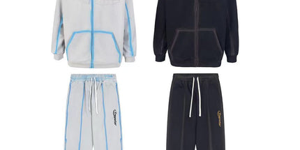 Classic rainbow gradient letter hoodie set T915 black suit S Mldrip