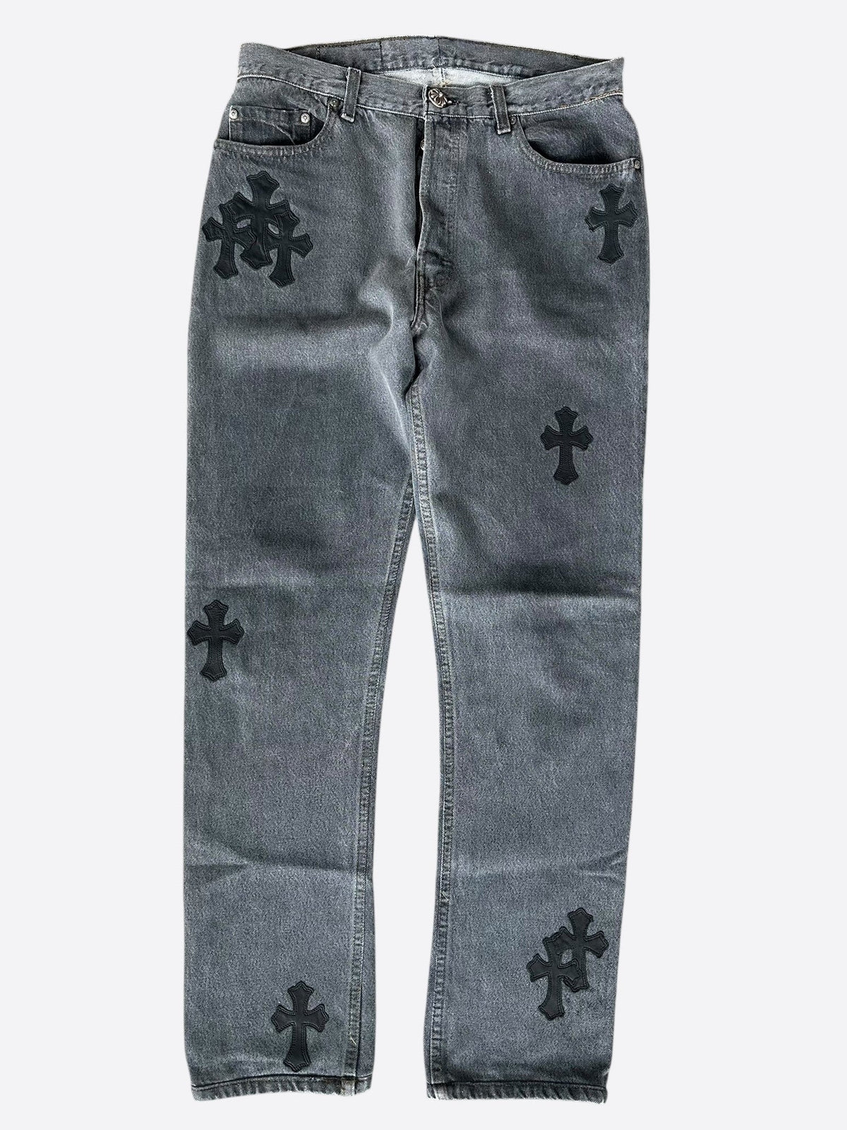 Chrome Hearts cross patch jeans – Grey / Black